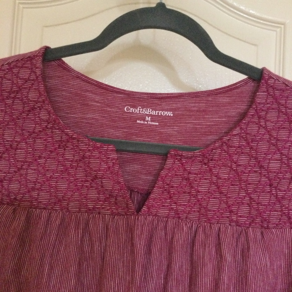 Red & white striped cotton blouse